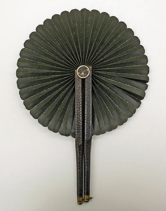 Mourning fan, leather, cotton, probably American 