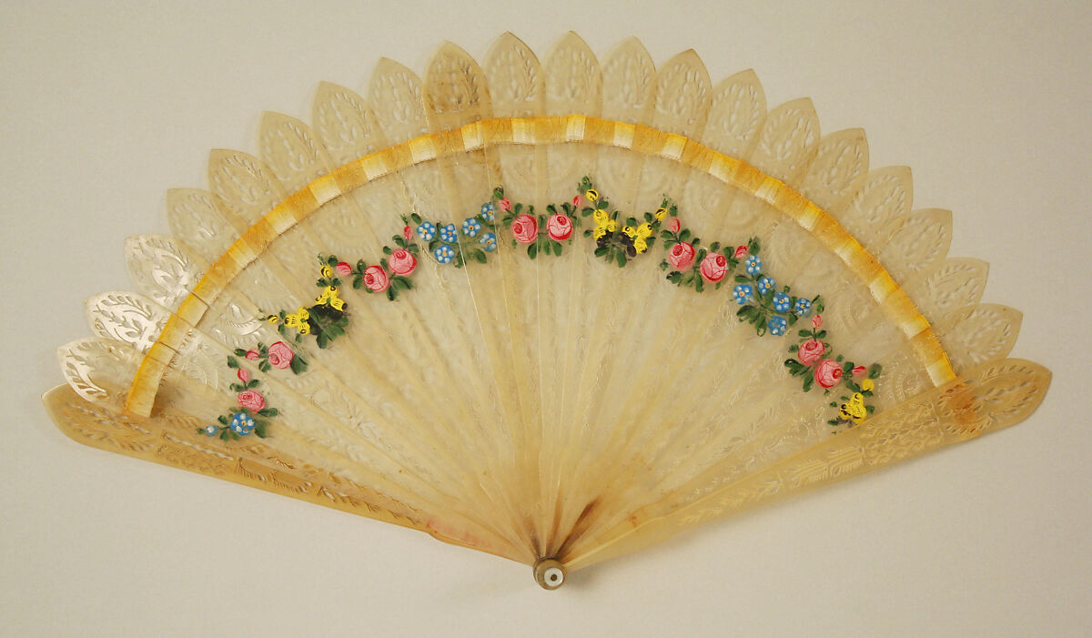 Fan, horn, silk, French 