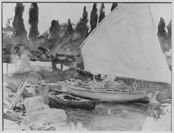 Boats, John Singer Sargent (American, Florence 1856–1925 London), Watercolor and graphite on off-white wove paper, American