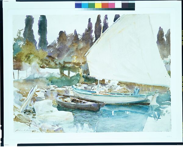 Boats, John Singer Sargent (American, Florence 1856–1925 London), Watercolor and graphite on off-white wove paper, American