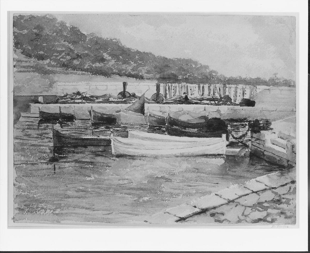 Boats, John Singer Sargent (American, Florence 1856–1925 London), Watercolor on white wove paper, American