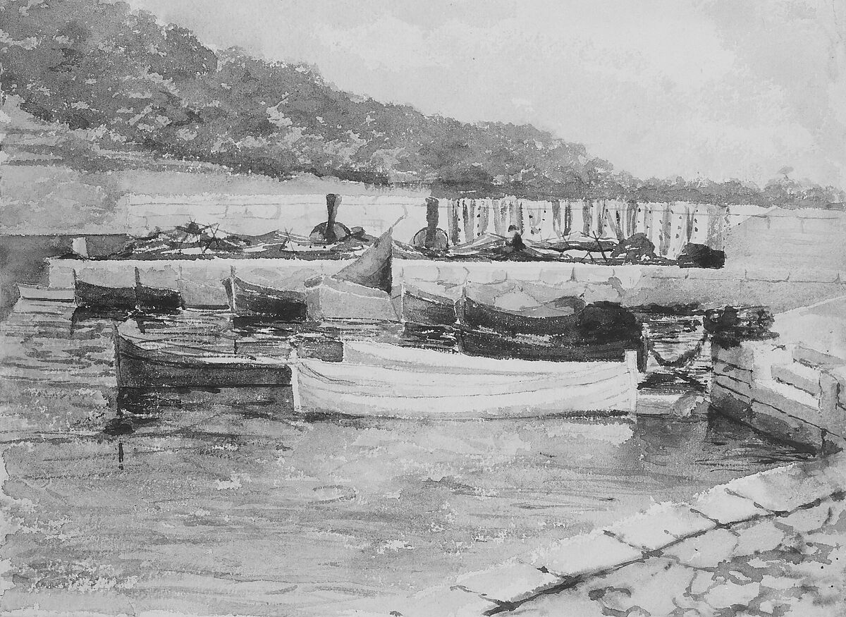 Boats, John Singer Sargent (American, Florence 1856–1925 London), Watercolor on white wove paper, American