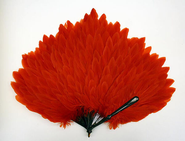 Fan, plastic (cellulose nitrate), feathers, American or European 