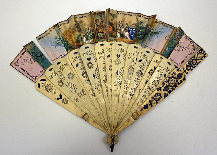 Fan, ivory, paper, probably French