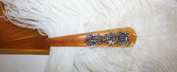 Evening fan, plastic, feathers, silk, French