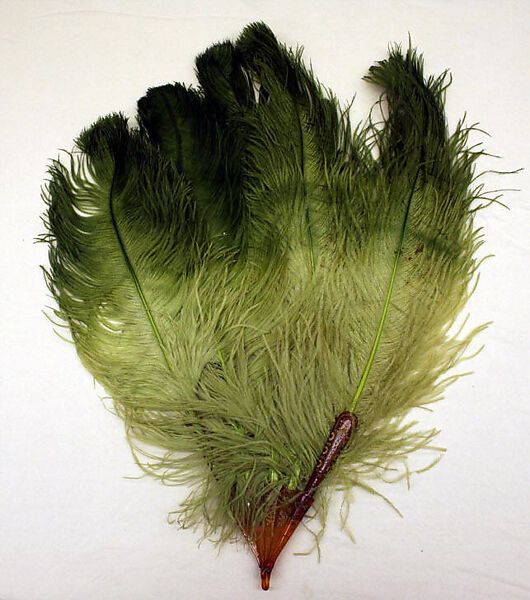 Fan, plastic, feathers, American or European 