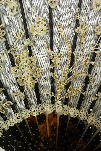 Fan, shell, cotton, glass, French