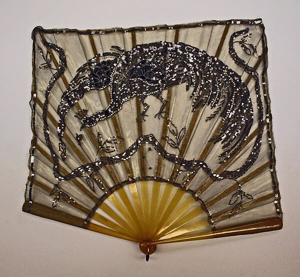 Fan, silk, plastic (celluloid), French 