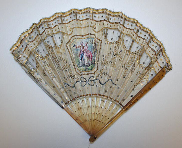 Fan, silk, plastic (celluloid), French 