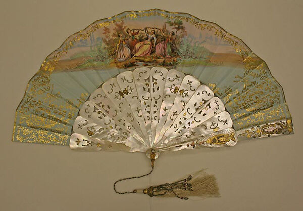 Fan, Tiffany &amp; Co. (1837–present), shell, paper, silk, metal, French 