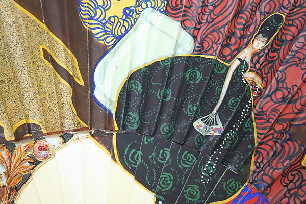 Fan, ivory, silk, plastic (cellulose nitrate), probably European