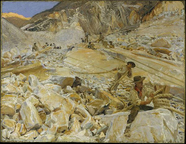Bringing Down Marble from the Quarries to Carrara