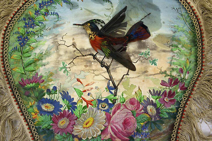 Fan, silk, glass, ivory, American