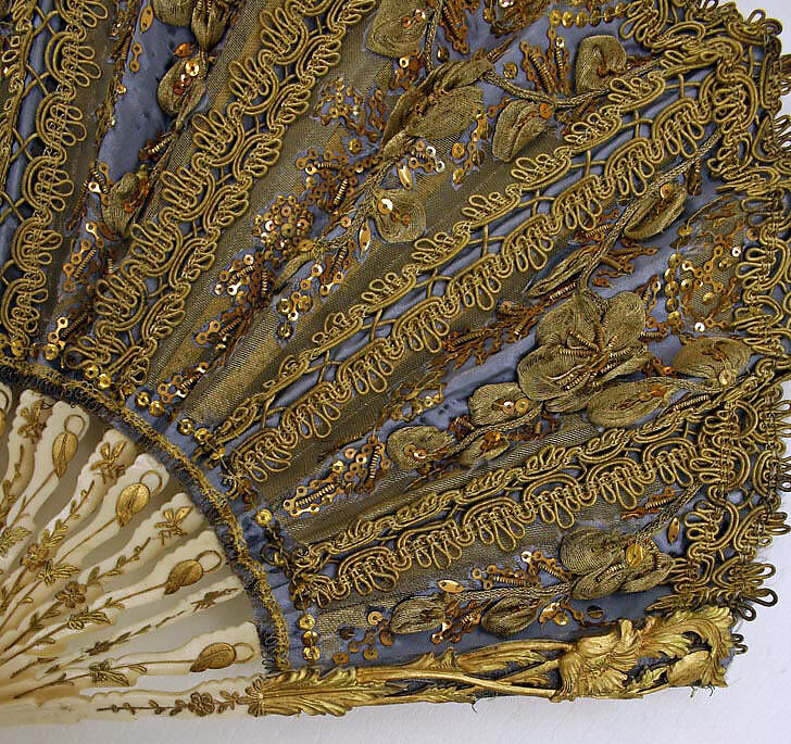 Fan, ivory, silk, European