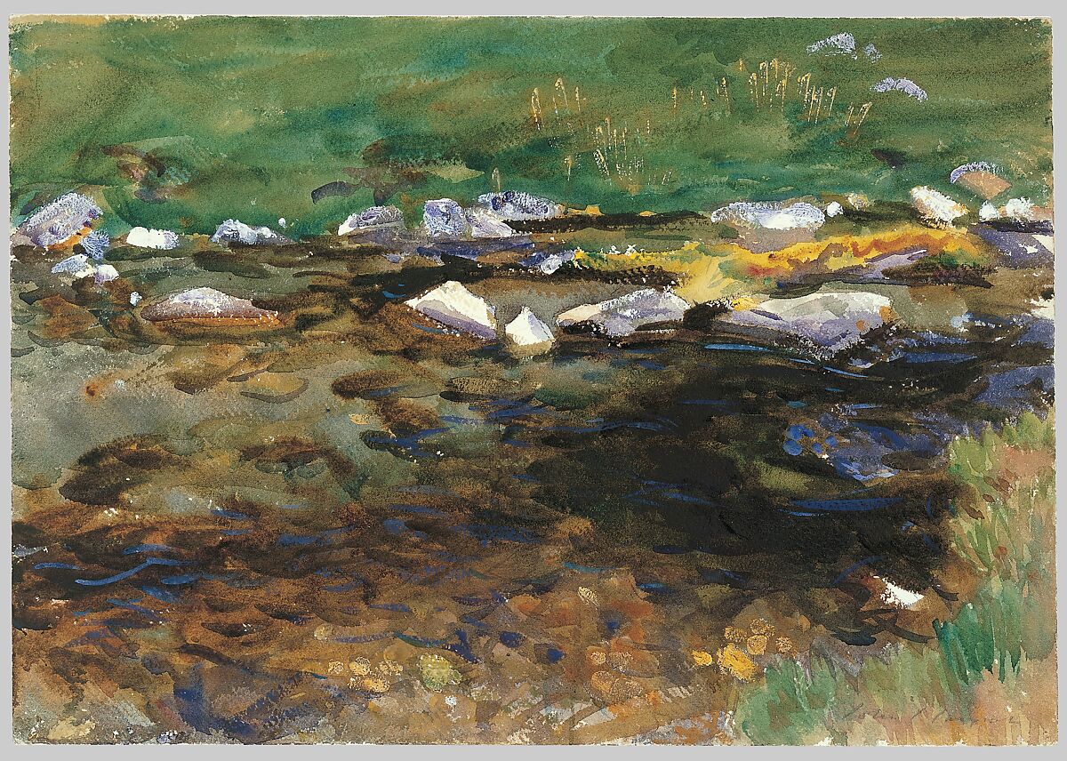 Brook and Meadow, John Singer Sargent (American, Florence 1856–1925 London), Watercolor, gouache, and graphite on white wove paper, American