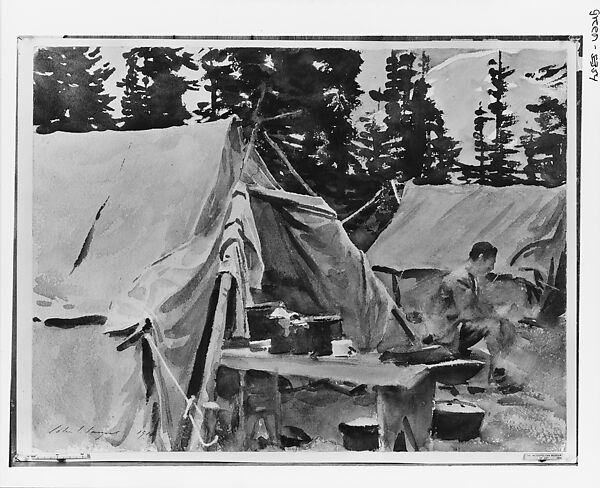 Camp at Lake O'Hara, John Singer Sargent (American, Florence 1856–1925 London), Watercolor and graphite on off-white wove paper, American
