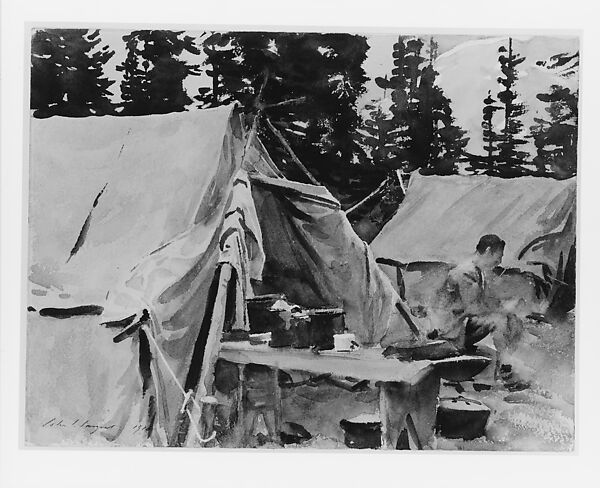 Camp at Lake O'Hara, John Singer Sargent (American, Florence 1856–1925 London), Watercolor and graphite on off-white wove paper, American