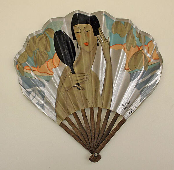 Fan, Domergue, paper, wood, French