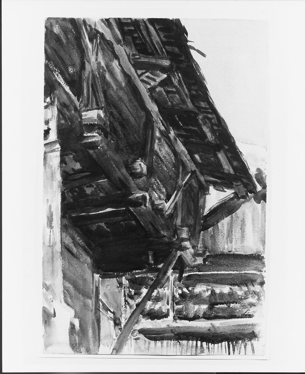 Chalet, John Singer Sargent (American, Florence 1856–1925 London), Watercolor, graphite, and wax resist on white wove paper, American