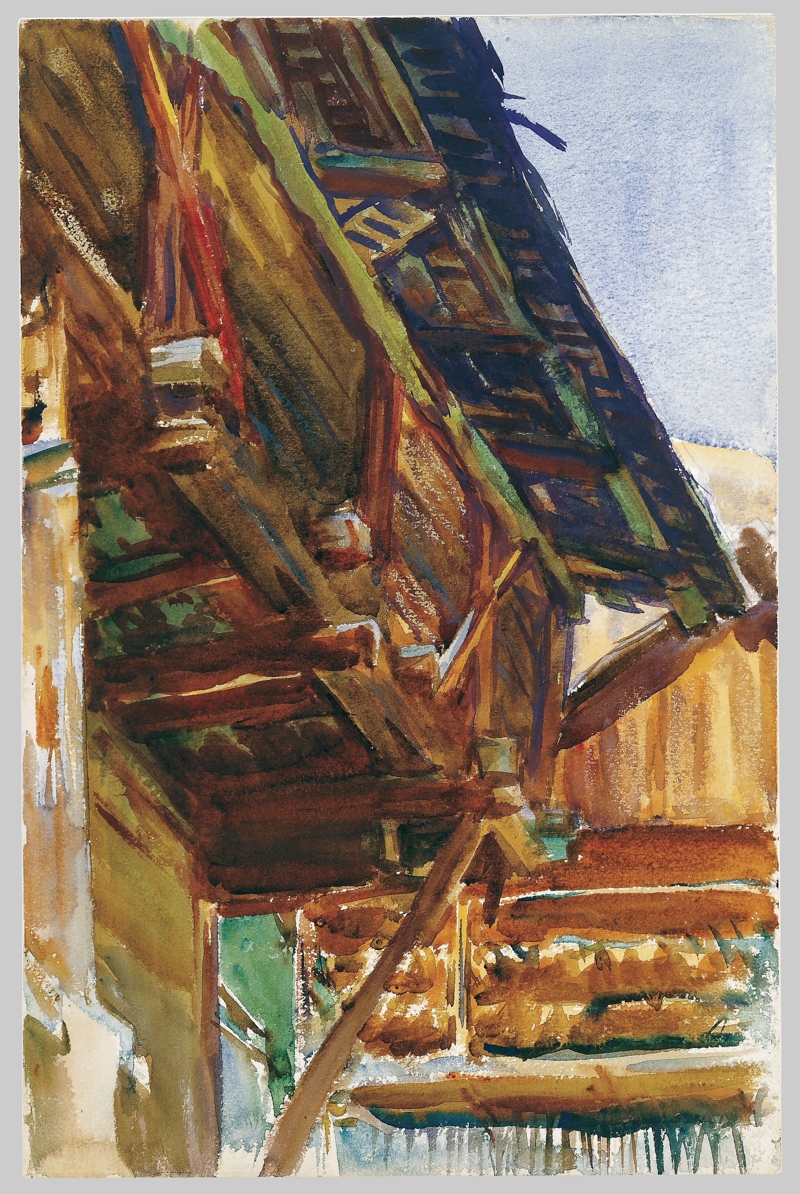 Chalet, John Singer Sargent (American, Florence 1856–1925 London), Watercolor, graphite, and wax resist on white wove paper, American