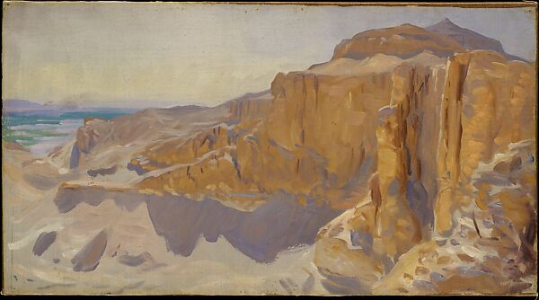 Cliffs at Deir el Bahri, Egypt, John Singer Sargent (American, Florence 1856–1925 London), Oil on canvas, American 