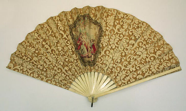Fan, cotton, ivory, American