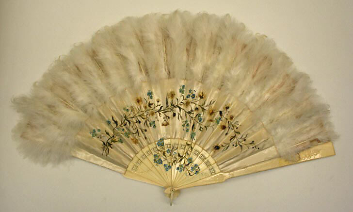 Fan, feathers, silk, American 