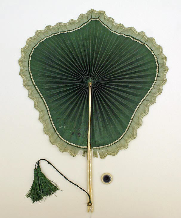 Fan, silk, bone, European 