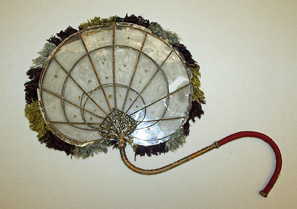 Fan, silk, wood, cotton, paper, Indian 