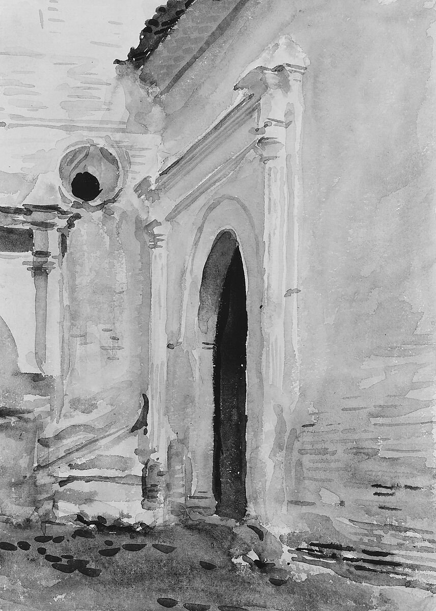 Arched Doorway, John Singer Sargent (American, Florence 1856–1925 London), Watercolor and gouache on white wove paper, American