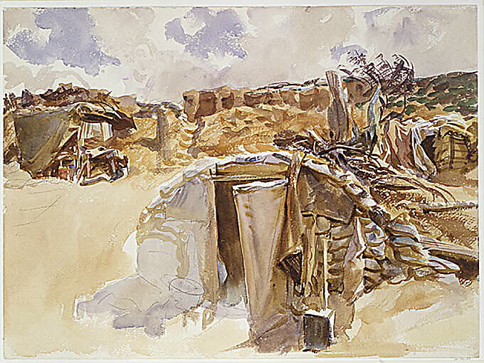 Dugout, John Singer Sargent (American, Florence 1856–1925 London), Watercolor and graphite on white wove paper, American