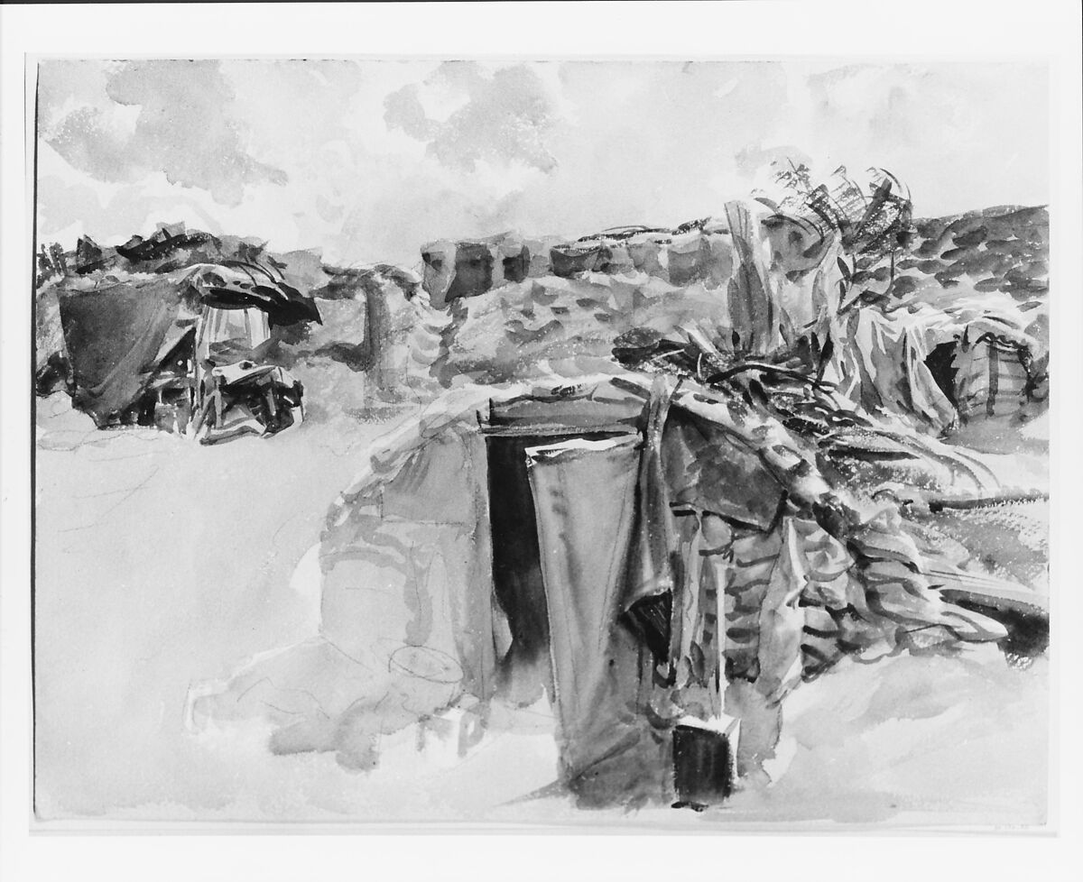 Dugout, John Singer Sargent (American, Florence 1856–1925 London), Watercolor and graphite on white wove paper, American