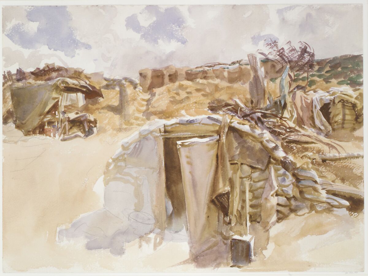 Dugout, John Singer Sargent (American, Florence 1856–1925 London), Watercolor and graphite on white wove paper, American
