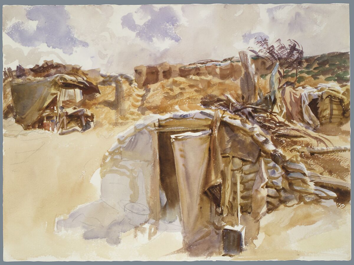 Dugout, John Singer Sargent (American, Florence 1856–1925 London), Watercolor and graphite on white wove paper, American