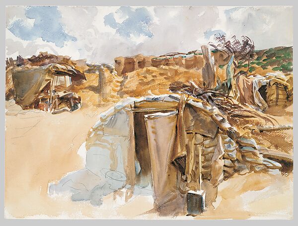 Dugout, John Singer Sargent (American, Florence 1856–1925 London), Watercolor and graphite on white wove paper, American 