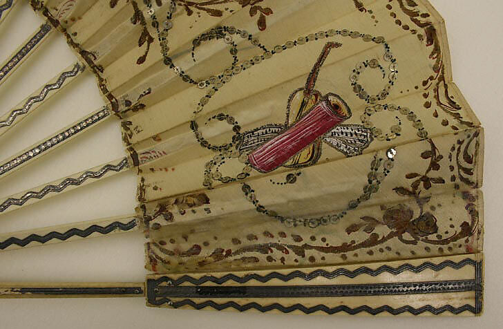 Fan, silk, ivory, silver, American
