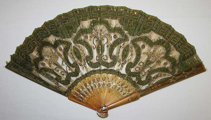 Fan, silk, tortoiseshell, probably American 