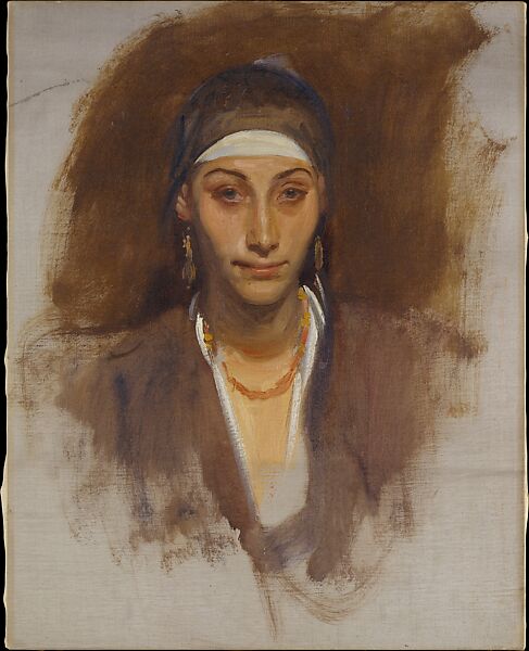 ca. 1890–1891 by John Singer Sargent Framed matte paper painting poster.Home and living•Women portrait poster Egyptian Woman with Earrings