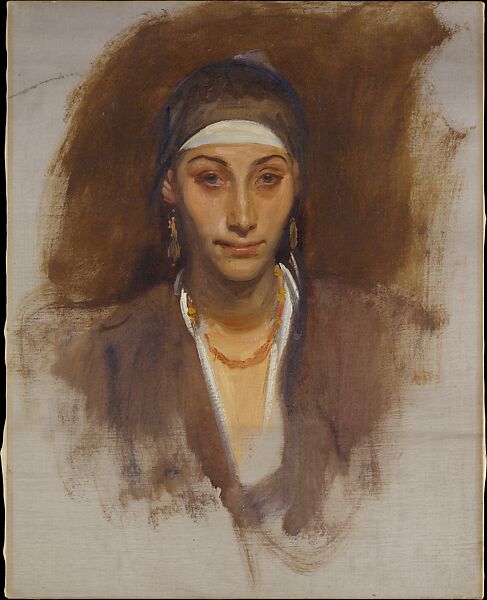 Egyptian Woman with Earrings, John Singer Sargent (American, Florence 1856–1925 London), Oil on canvas, American 