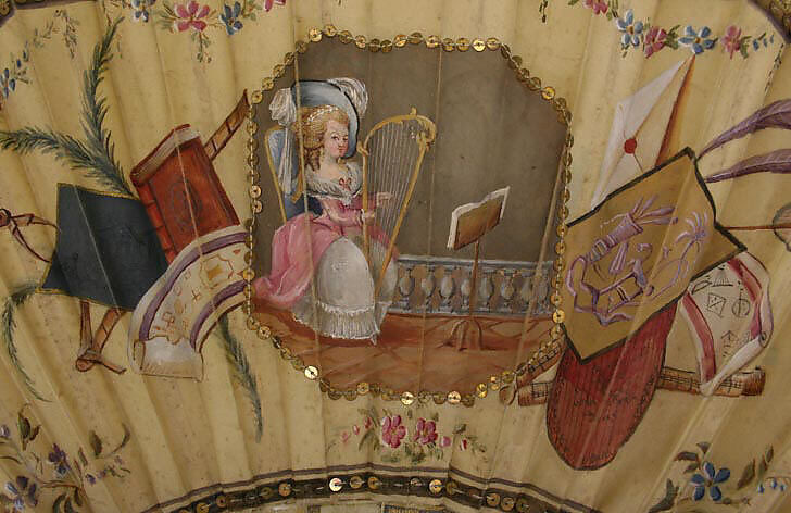 Fan, silk, ivory, gold and silver leaf, French