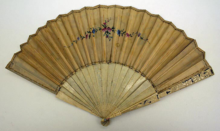 Fan, silk, ivory, gold and silver leaf, French