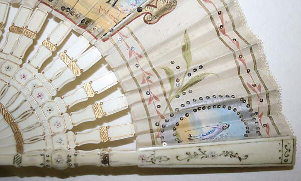 Fan, ivory, silk, French