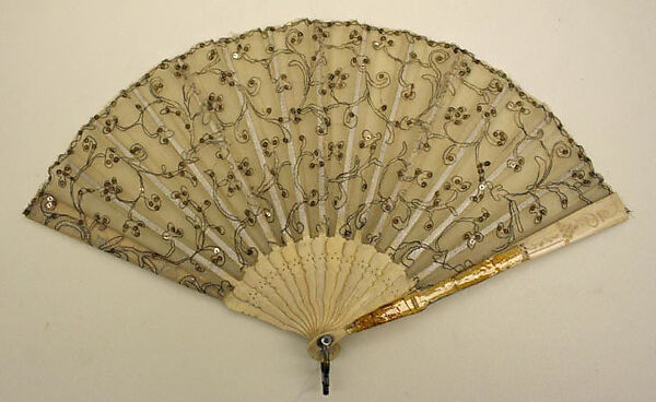 Fan, plastic (celluloid), ivory, metal, Spanish 