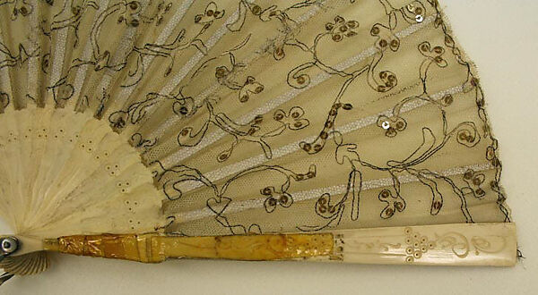 Fan, plastic (celluloid), ivory, metal, Spanish
