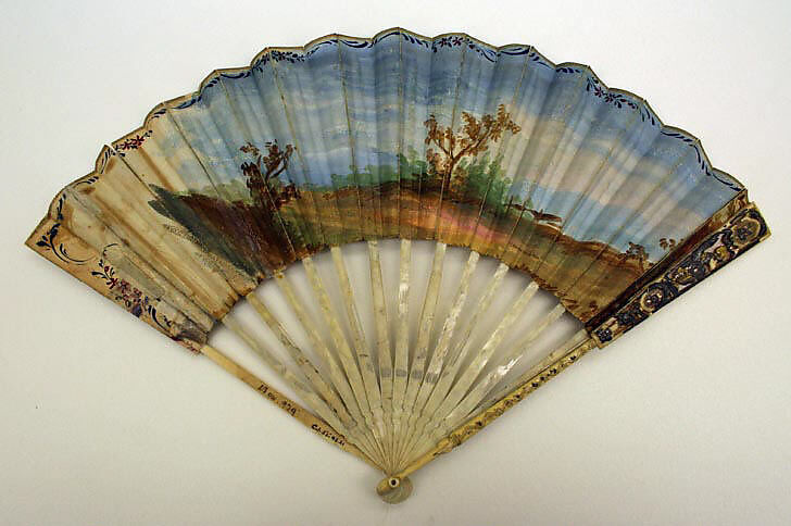 Fan, ivory, gold, silver, French 