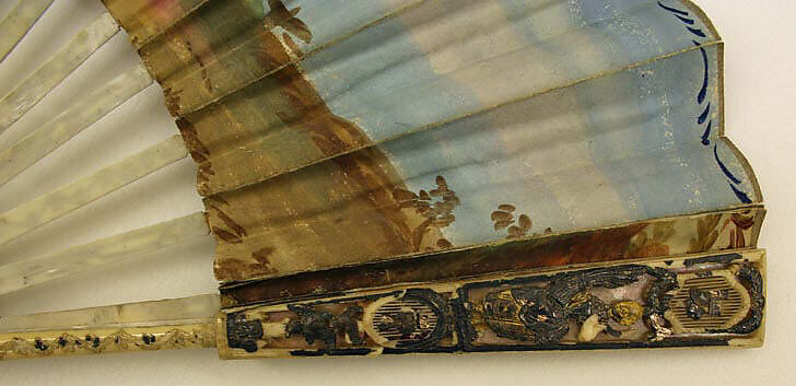 Fan, ivory, gold, silver, French