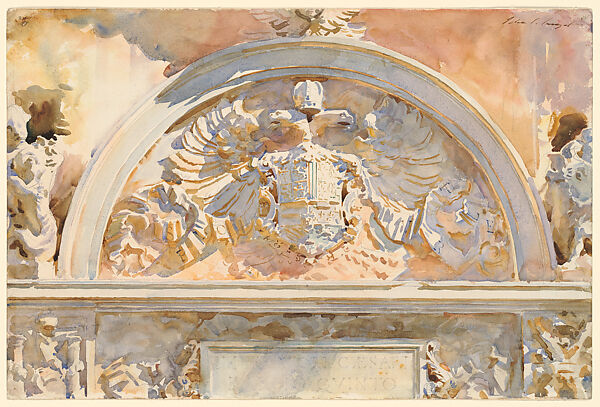 Escutcheon of Charles V of Spain, John Singer Sargent (American, Florence 1856–1925 London), Watercolor and graphite on white wove paper, American 