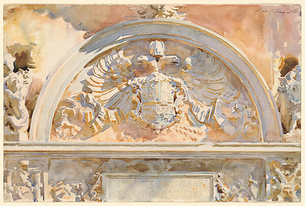 Escutcheon of Charles V of Spain, John Singer Sargent  American, Watercolor and graphite on white wove paper, American