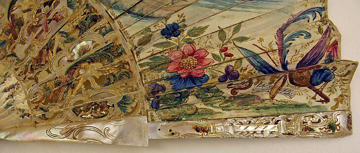 Fan, mother-of-pearl, paper, French