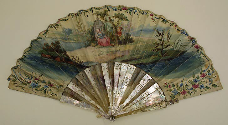 Fan, paper, mother-of-pearl, French